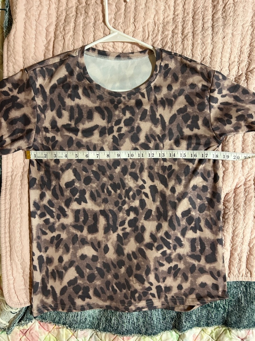 SHEIN Brown Leopard Print Short Sleeve Tee